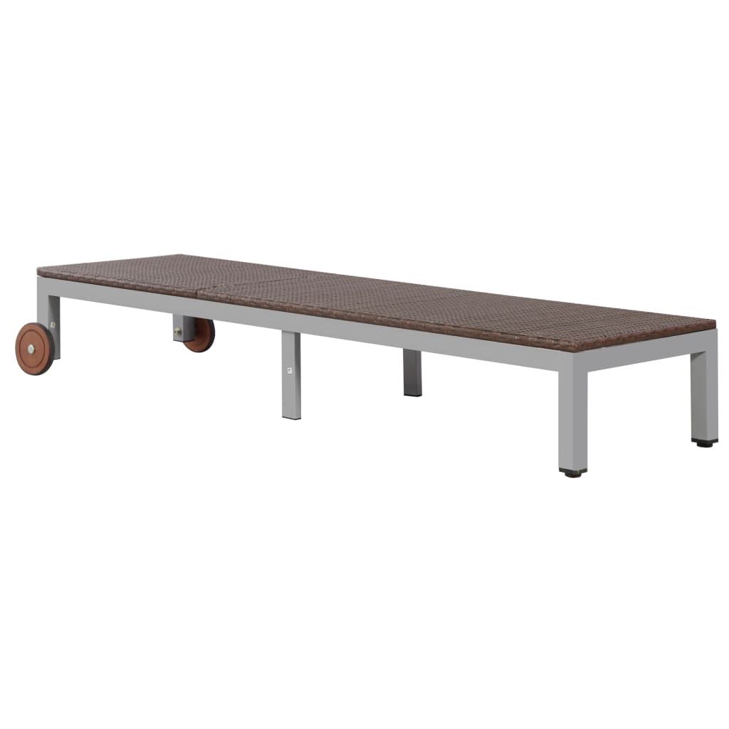 vidaXL Ξαπλώστρα Καφέ από Συνθετικό Ρατάν με Ρόδες