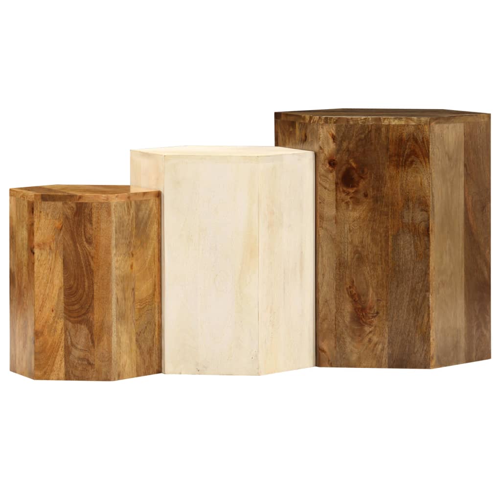 vidaXL Τραπεζάκια Σαλονιού 3 τεμ. από Μασίφ Ξύλο Μάνγκο