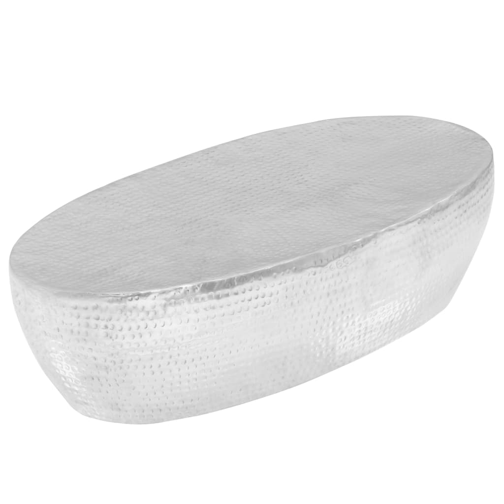 vidaXL Τραπεζάκι Σαλονιού Hammered Ασημί 100x50x28 εκ. από Αλουμίνιο