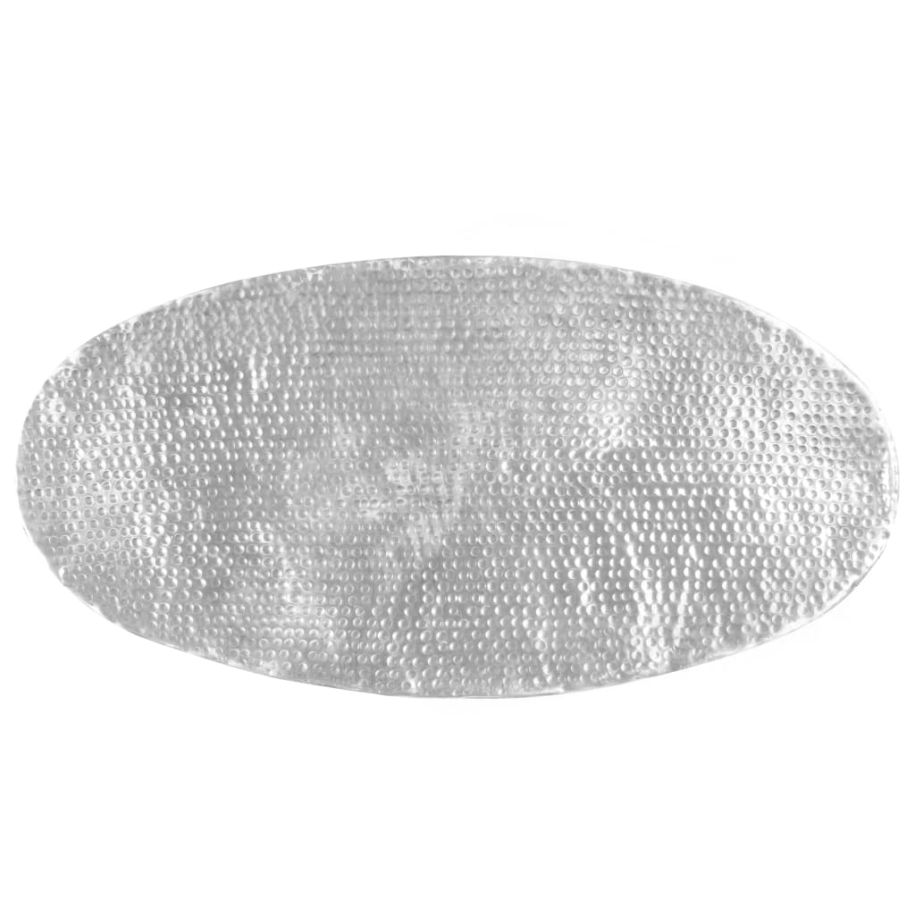 vidaXL Τραπεζάκι Σαλονιού Hammered Ασημί 100x50x28 εκ. από Αλουμίνιο