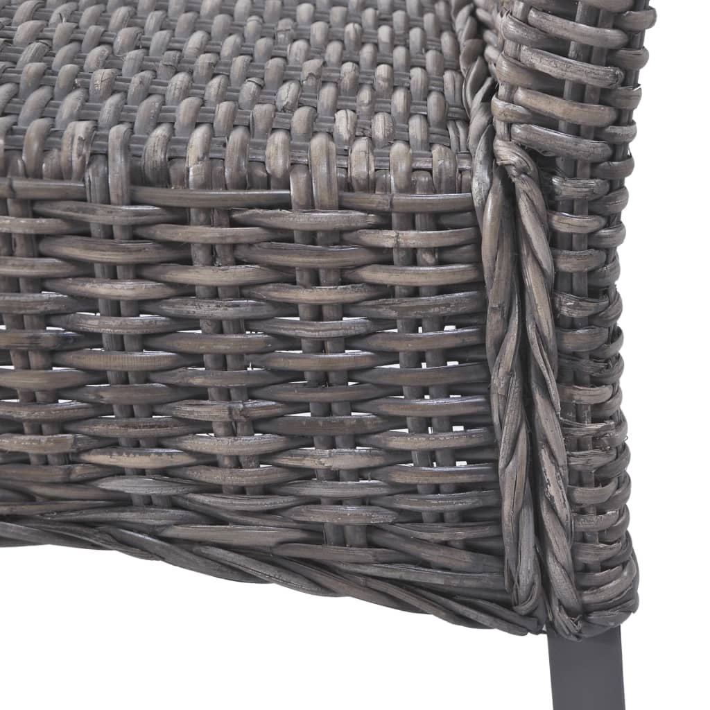 vidaXL Καρέκλες Τραπεζαρίας 2 τεμ. Καφέ από Ρατάν Kubu και Ξύλο Μαόνι