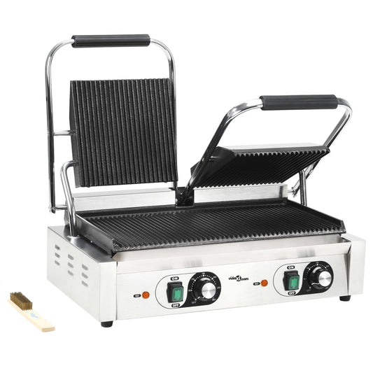 vidaXL Τοστιέρα Διπλή Ραβδωτή Panini 3600 W 57 x 30,5 x 20 εκ.