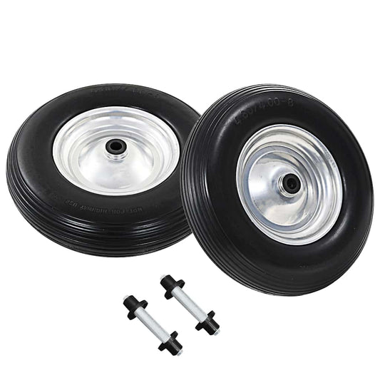 vidaXL Ρόδες Καροτσιού 4.00-8 390 χιλ. Συμπαγής Πολυουρεθάνη με Άξονες