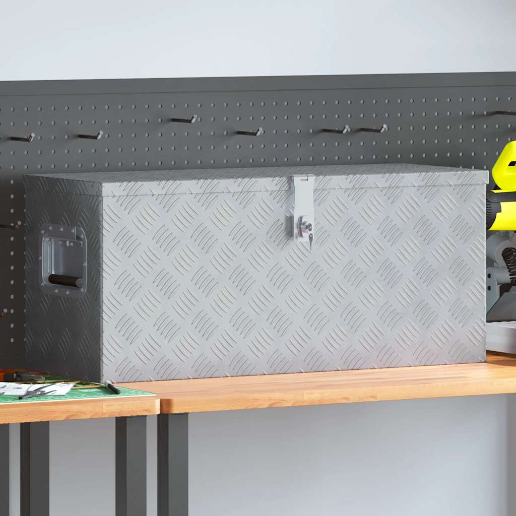 vidaXL Κουτί Αποθήκευσης Ασημί 80 x 30 x 35 εκ. Αλουμινίου
