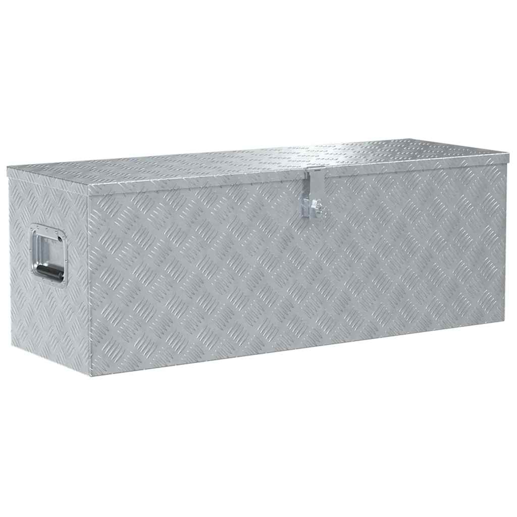 vidaXL Κουτί Αποθήκευσης Ασημί 110,5 x 38,5 x 40 εκ. Αλουμινίου