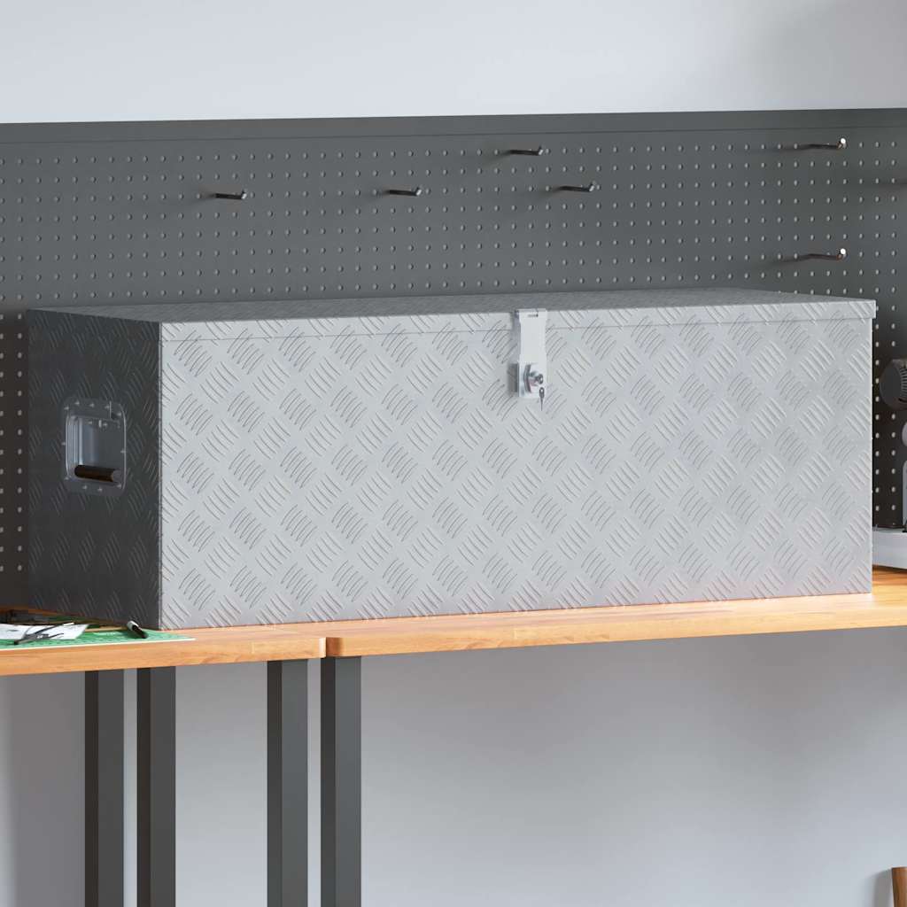 vidaXL Κουτί Αποθήκευσης Ασημί 110,5 x 38,5 x 40 εκ. Αλουμινίου