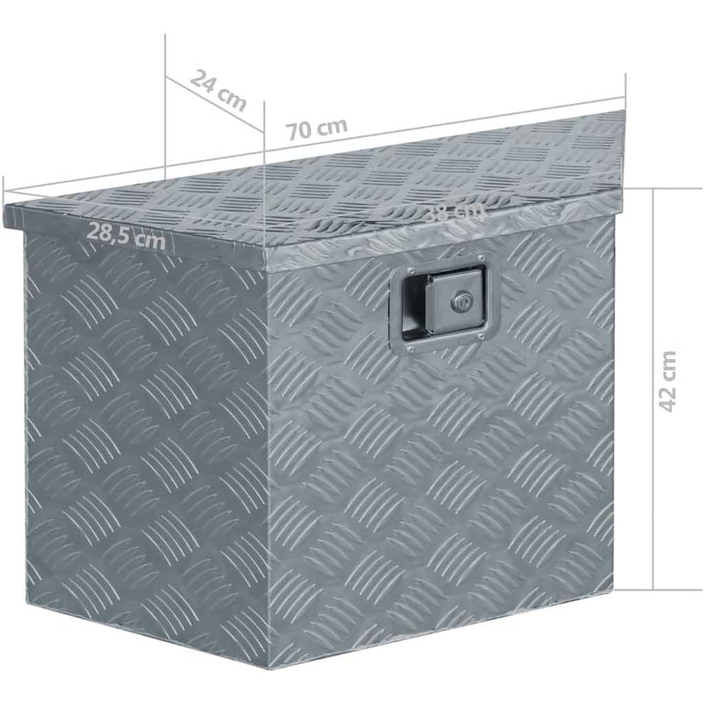 vidaXL Κουτί Αποθήκευσης Τραπεζοειδές Ασημί 70x24x42 εκ. Αλουμινίου