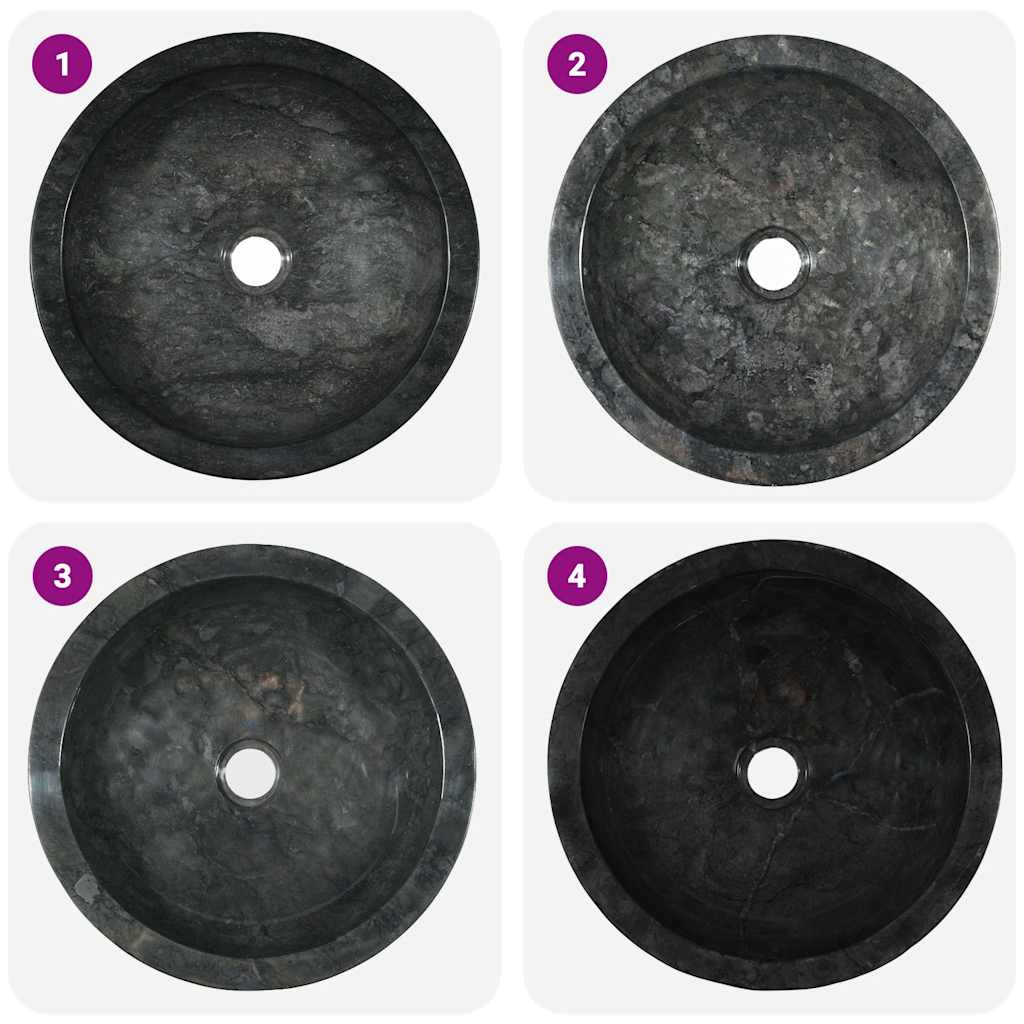 vidaXL Νιπτήρας Μαύρος 40 x 12 εκ. Μαρμάρινος