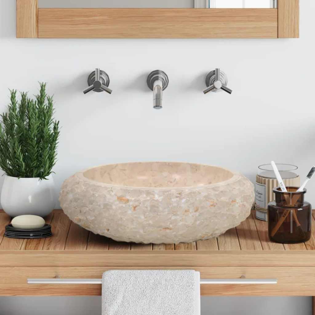 vidaXL Νιπτήρας Κρεμ 40 x 12 εκ. Μαρμάρινος