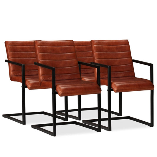 vidaXL Καρέκλες Τραπεζαρίας 4 τεμ. Καφέ από Γνήσιο Δέρμα