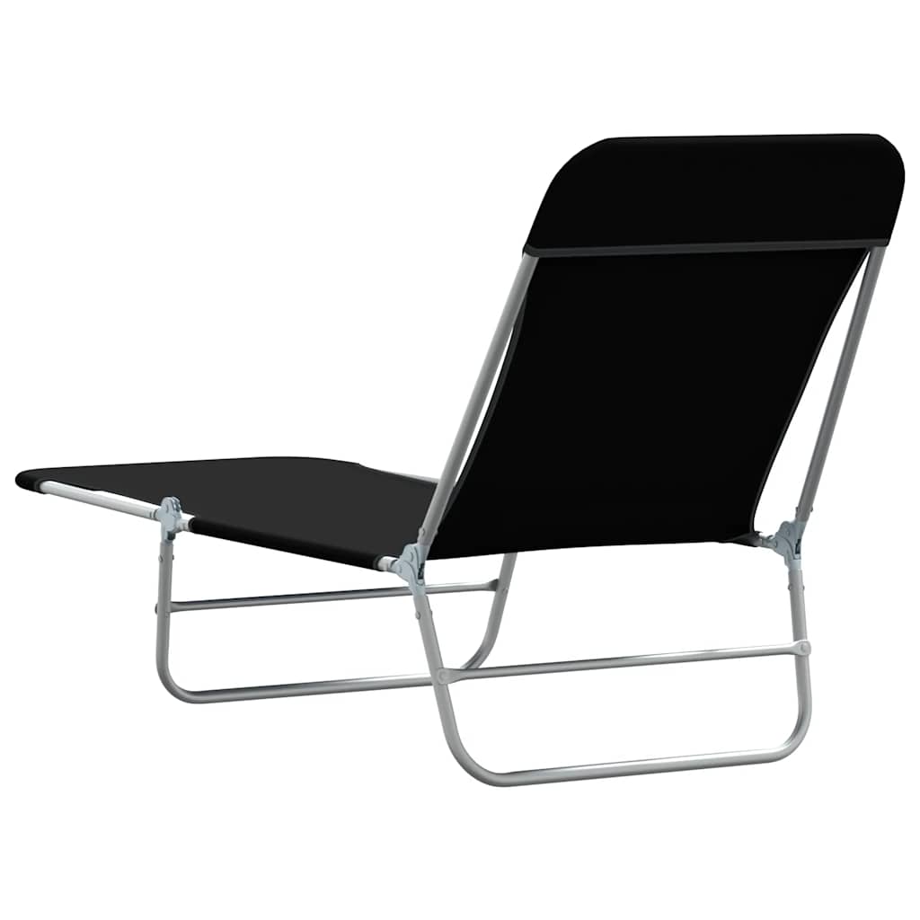 vidaXL Ξαπλώστρες Πτυσσόμενες 2 τεμ. Μαύρες από Ατσάλι / Ύφασμα