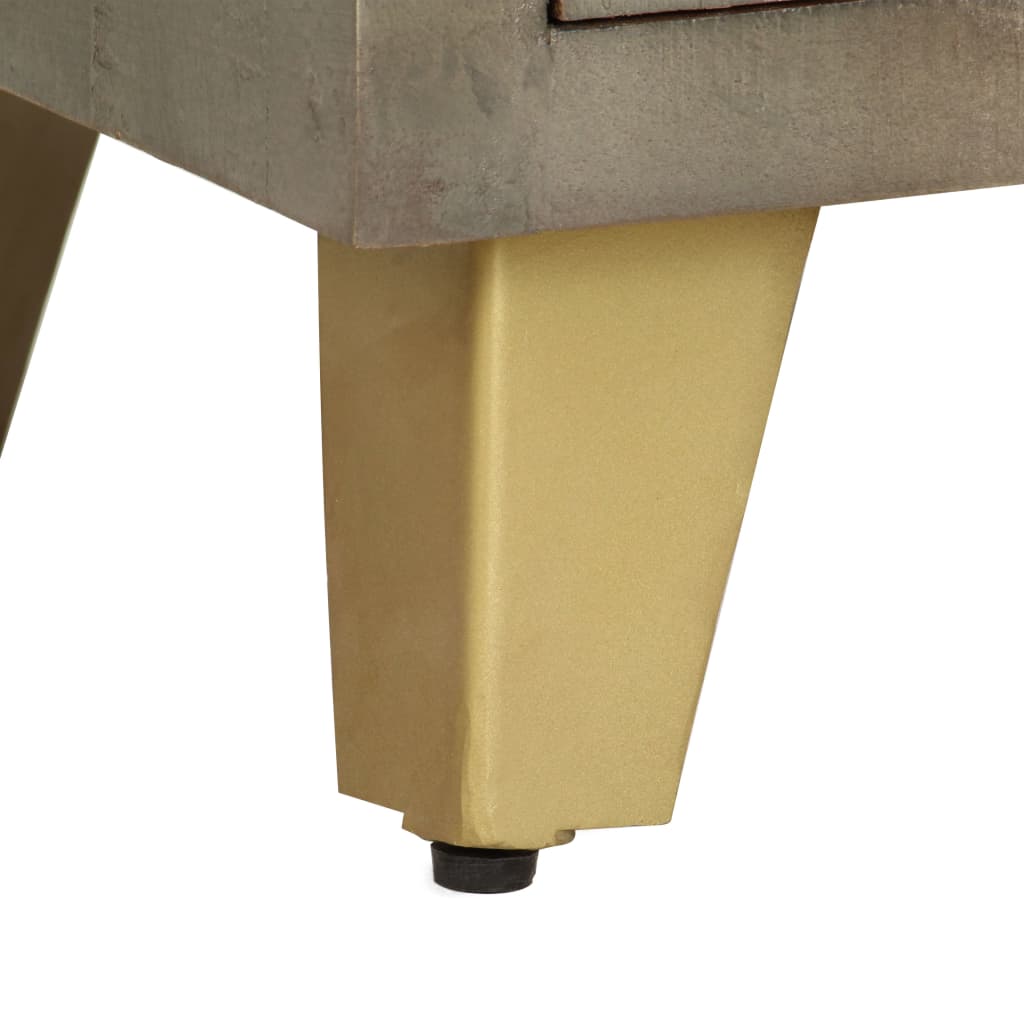 vidaXL Έπιπλο Τηλεόρασης Γκρι Με Ορείχαλκο 110x30x48 εκ. Μασίφ Μάνγκο