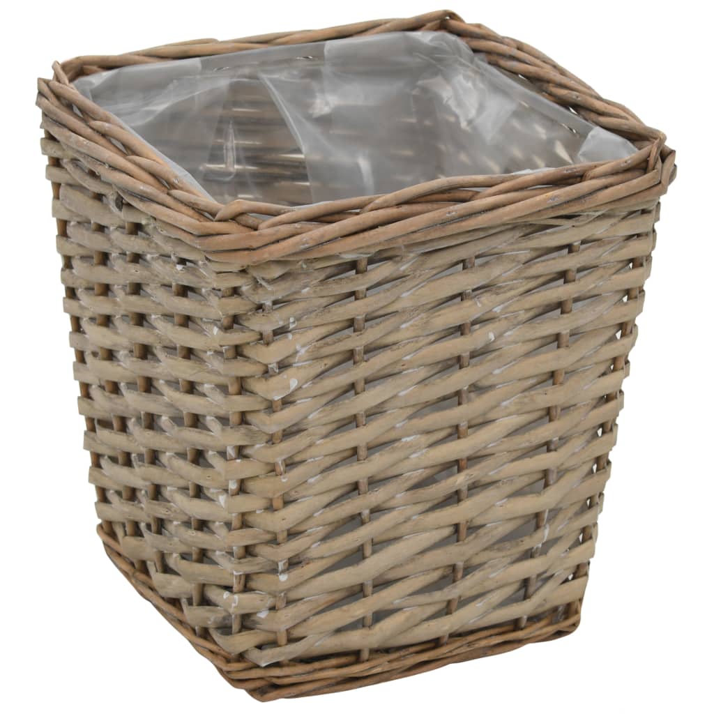 vidaXL Γλάστρες Υπερυψωμένες 3 τεμ. Wicker με Επένδυση Πολυαιθυλενίου