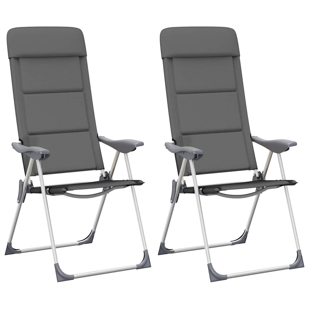 vidaXL Καρέκλες Camping 2 τεμ. Γκρι 58 x 69 x 111 εκ. από Αλουμίνιο