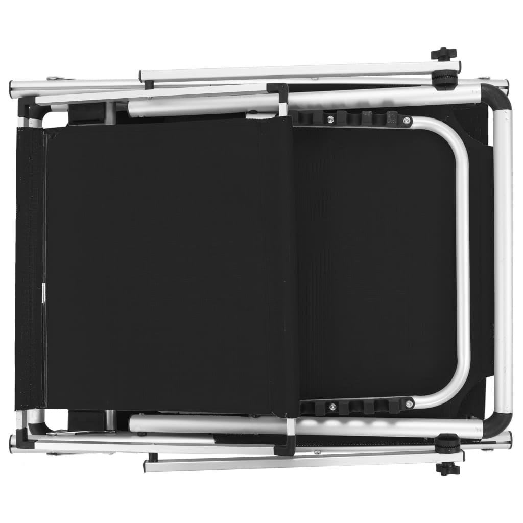 vidaXL Ξαπλώστρα Πτυσσόμενη Μαύρη από Αλουμίνιο/Textilene με Σκίαστρο