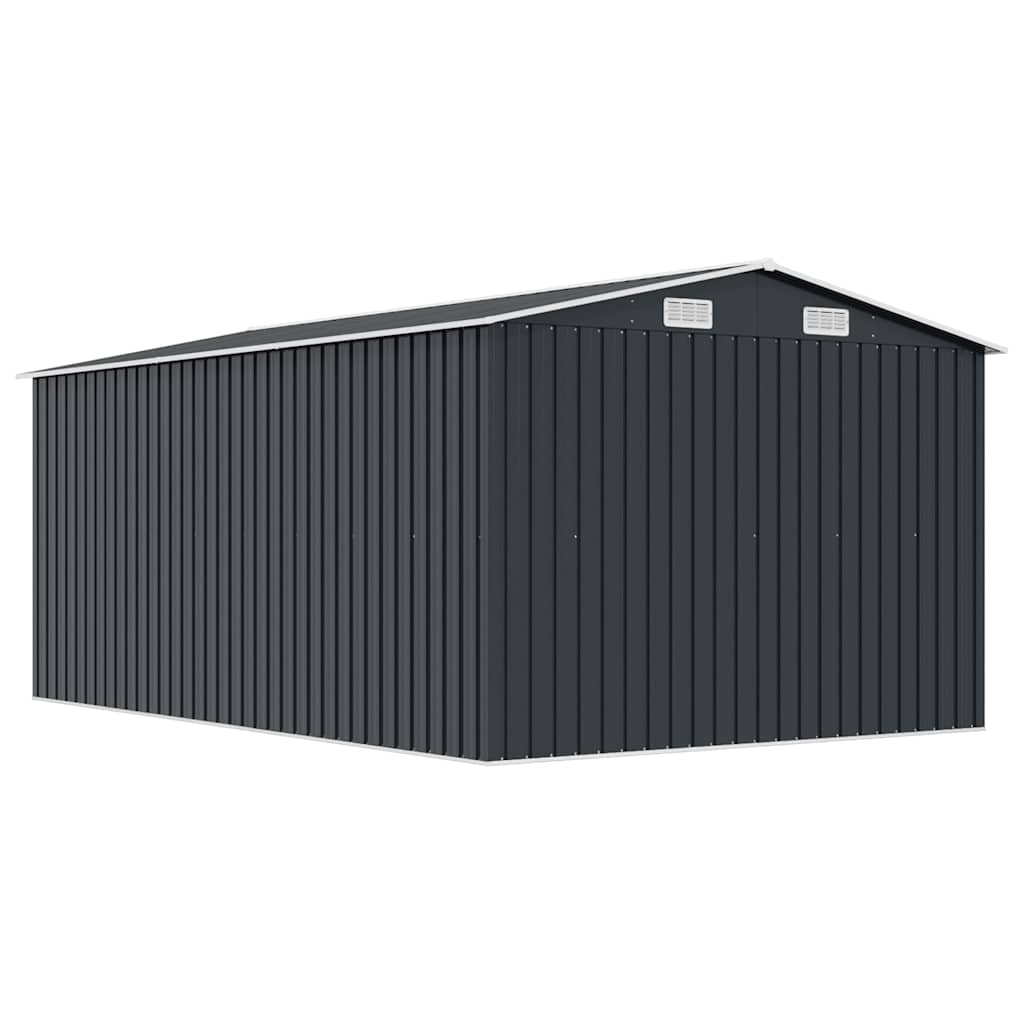 vidaXL Αποθήκη Κήπου Ανθρακί 257 x 392 x 181 εκ. από Μέταλλο