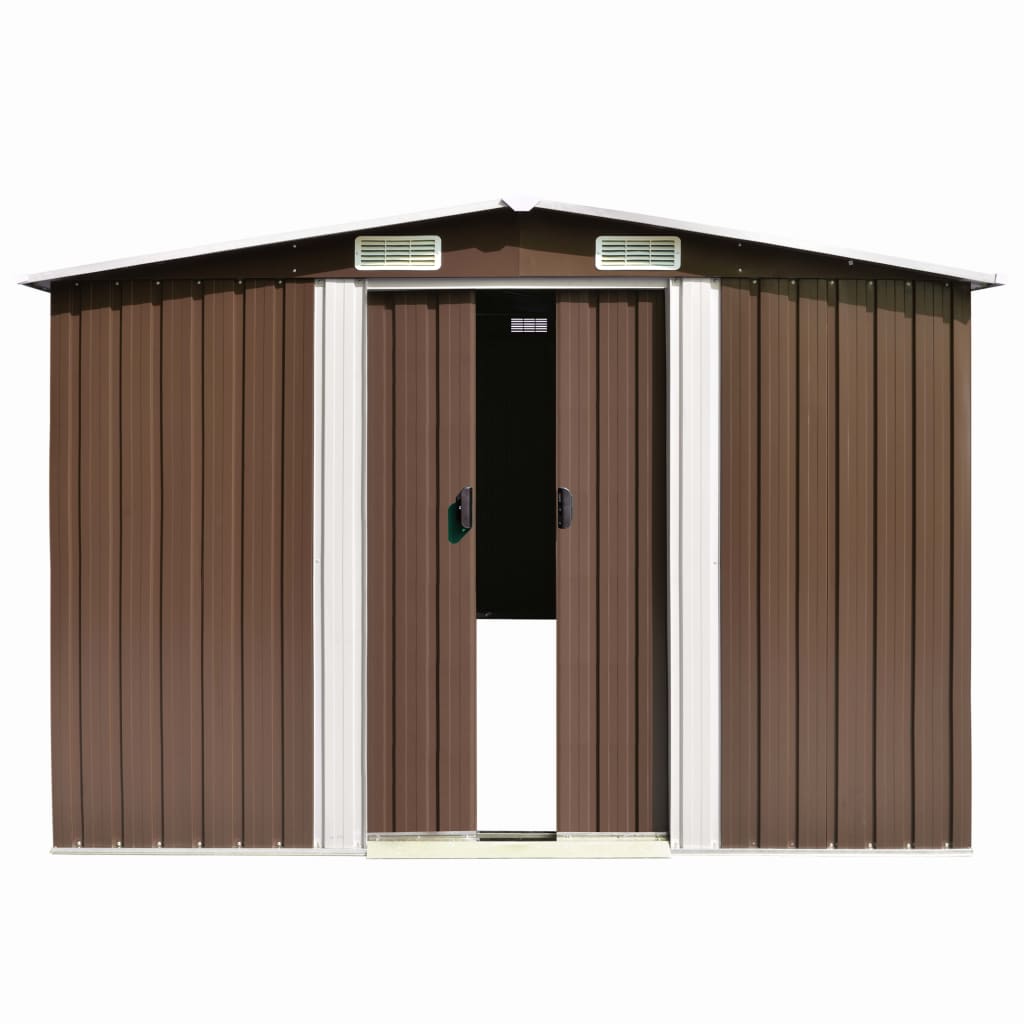 vidaXL Αποθήκη Κήπου Καφέ 257 x 489 x 181 εκ. από Μέταλλο
