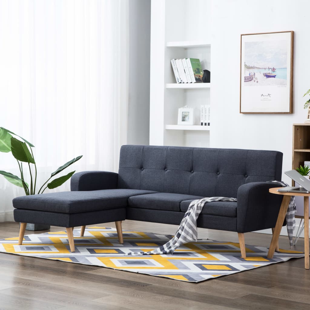 vidaXL Καναπές Γωνιακός Σκούρο Γκρι 186 x 136 x 79 εκ. Υφασμάτινος