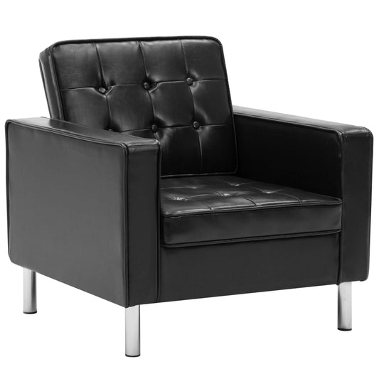 vidaXL Πολυθρόνα Μαύρη 75x70x75 εκ. από Συνθετικό Δέρμα