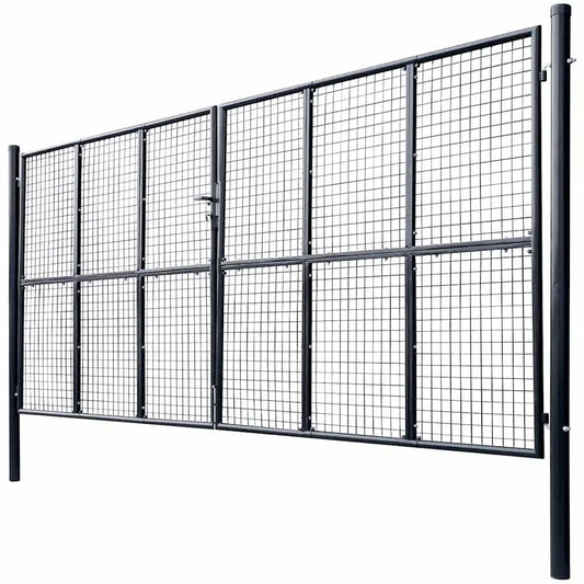 vidaXL Πόρτα Κήπου με Πλέγμα Γκρι 400x175 εκ. από Γαλβανισμένο Ατσάλι