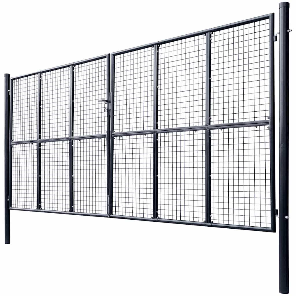vidaXL Πόρτα Κήπου με Πλέγμα Γκρι 400x200 εκ. από Γαλβανισμένο Ατσάλι