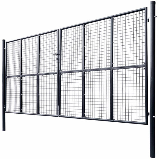 vidaXL Πόρτα Κήπου με Πλέγμα Γκρι 400x200 εκ. από Γαλβανισμένο Ατσάλι