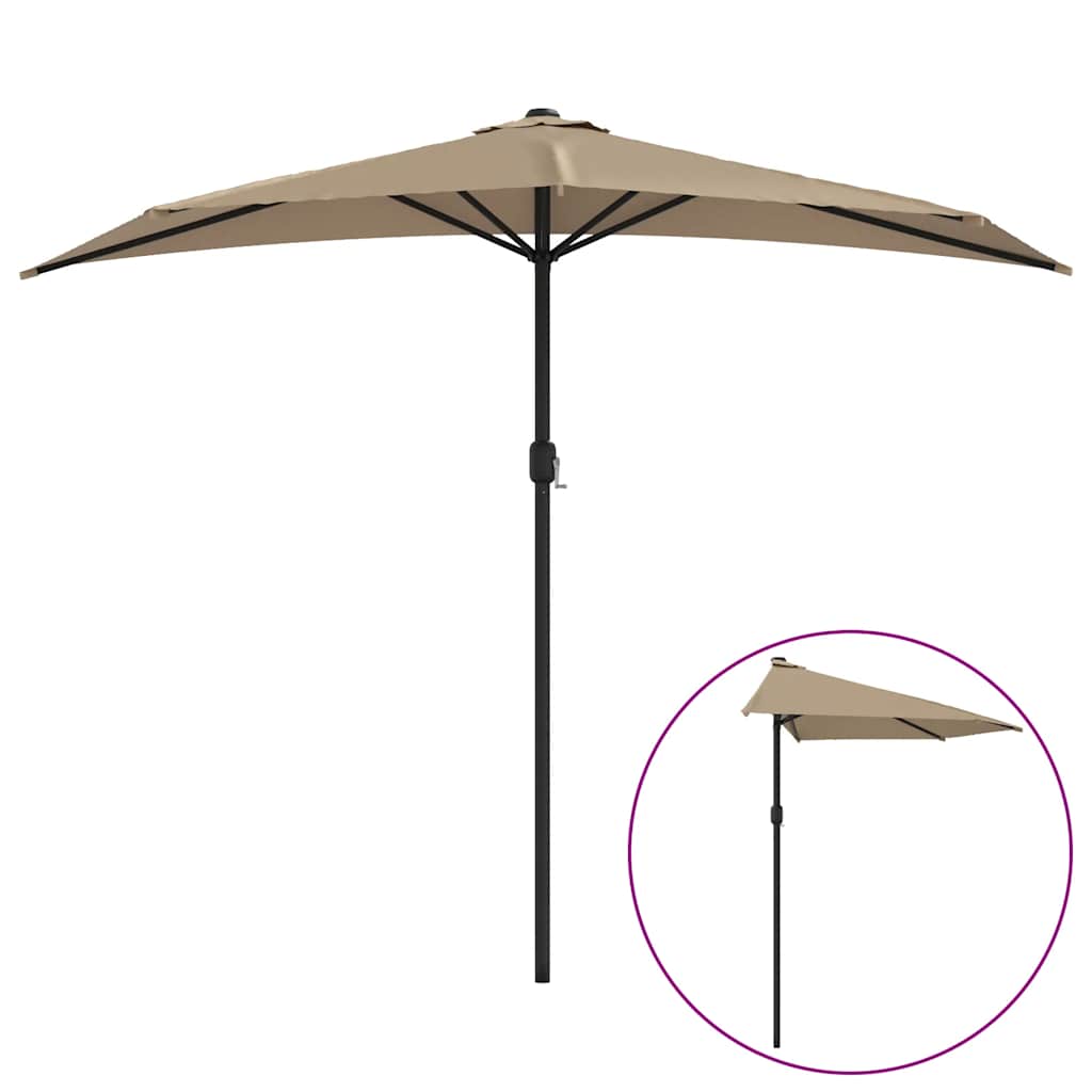 vidaXL Ομπρέλα Βεράντας Ημικυκλική Χρώμα Taupe 270x144 εκ Ιστός Αλουμ.