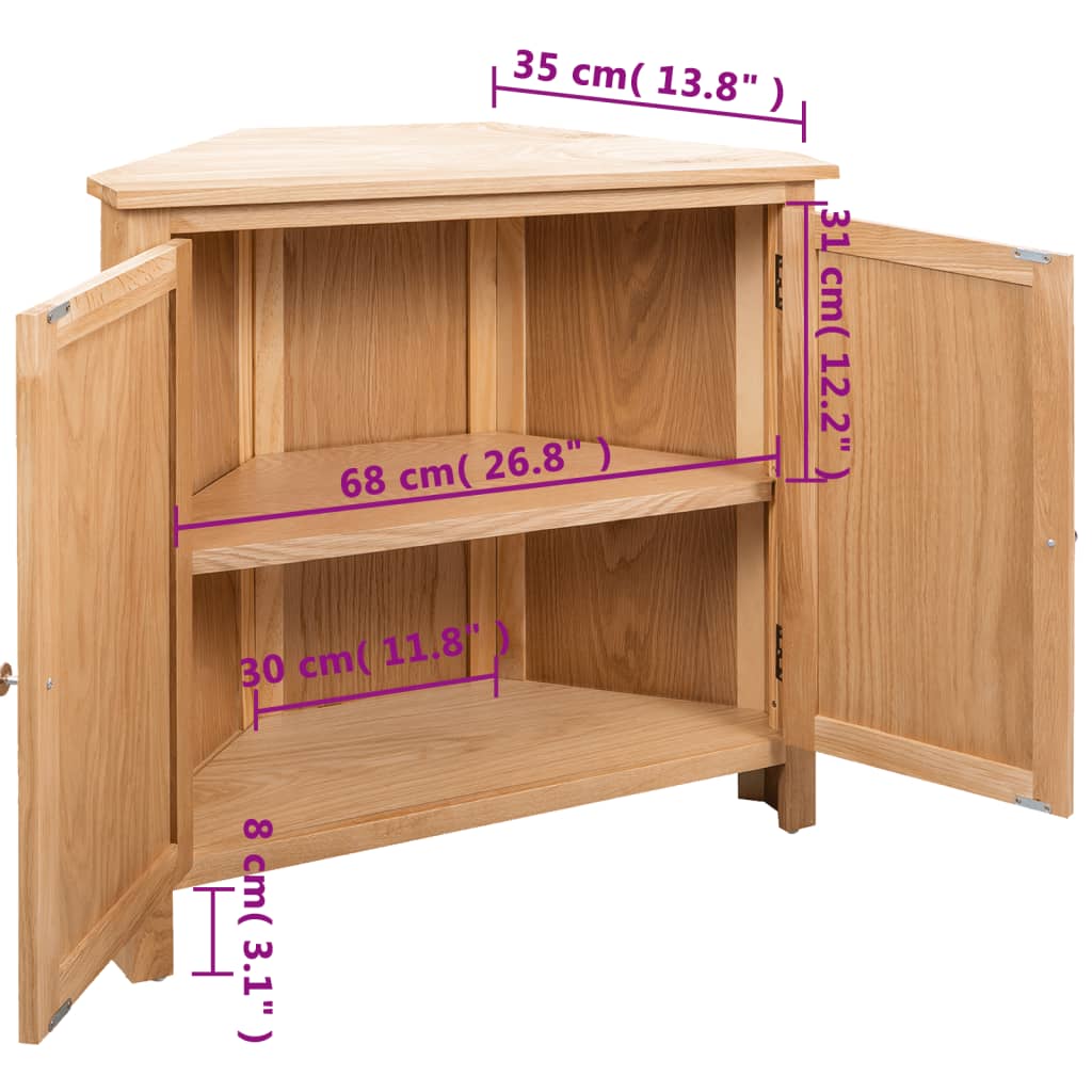 vidaXL Ντουλάπι Γωνιακό 80 x 33,5 x 78 εκ. από Μασίφ Ξύλο Δρυός