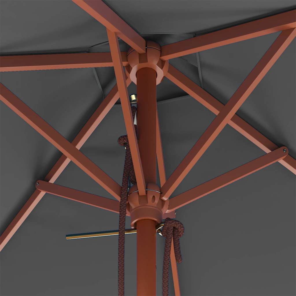 vidaXL Ομπρέλα Κήπου Ανθρακί 150 x 200 εκ. με Ξύλινο Ιστό