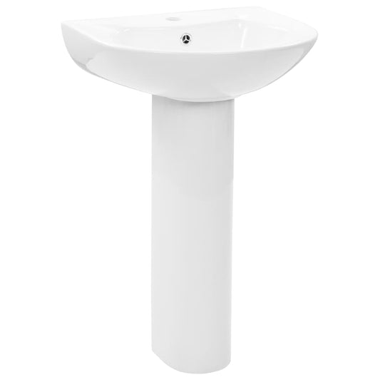 vidaXL Νιπτήρας Επιδαπέδιος με Κολόνα Λευκός 520x440x190 χιλ Κεραμικός