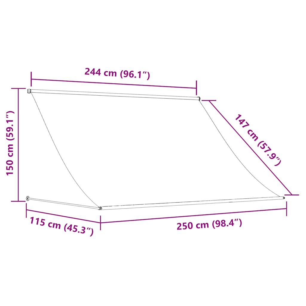 vidaXL Τέντα Συρόμενη Κρεμ 250 x 150 εκ.
