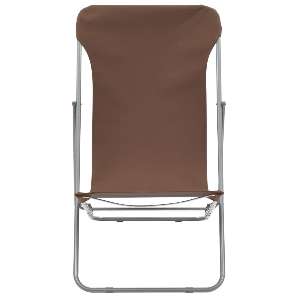 vidaXL Σεζλόνγκ Πτυσσόμενες 2 τεμ. Καφέ από Ατσάλι και Ύφασμα Oxford