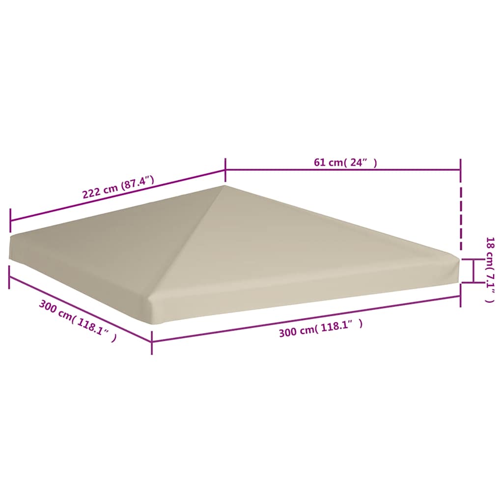 vidaXL Κάλυμμα για Κιόσκι Μπεζ 3 x 3 μ. 310 γρ./μ²