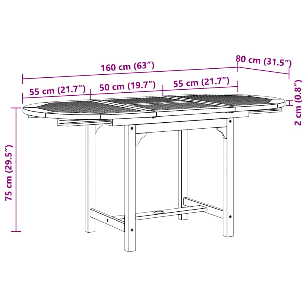 vidaXL Σετ Τραπεζαρίας Εξωτερικού Χώρου 7 τεμ. από Μασίφ Ξύλο Teak