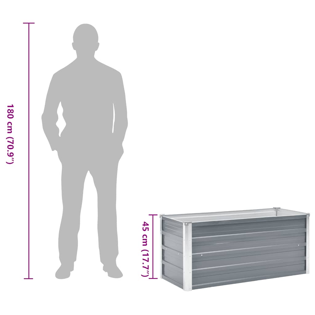 vidaXL Ζαρντινιέρα Υπερυψωμένη Γκρι 100x40x45 εκ. Γαλβανισμ. Χάλυβας