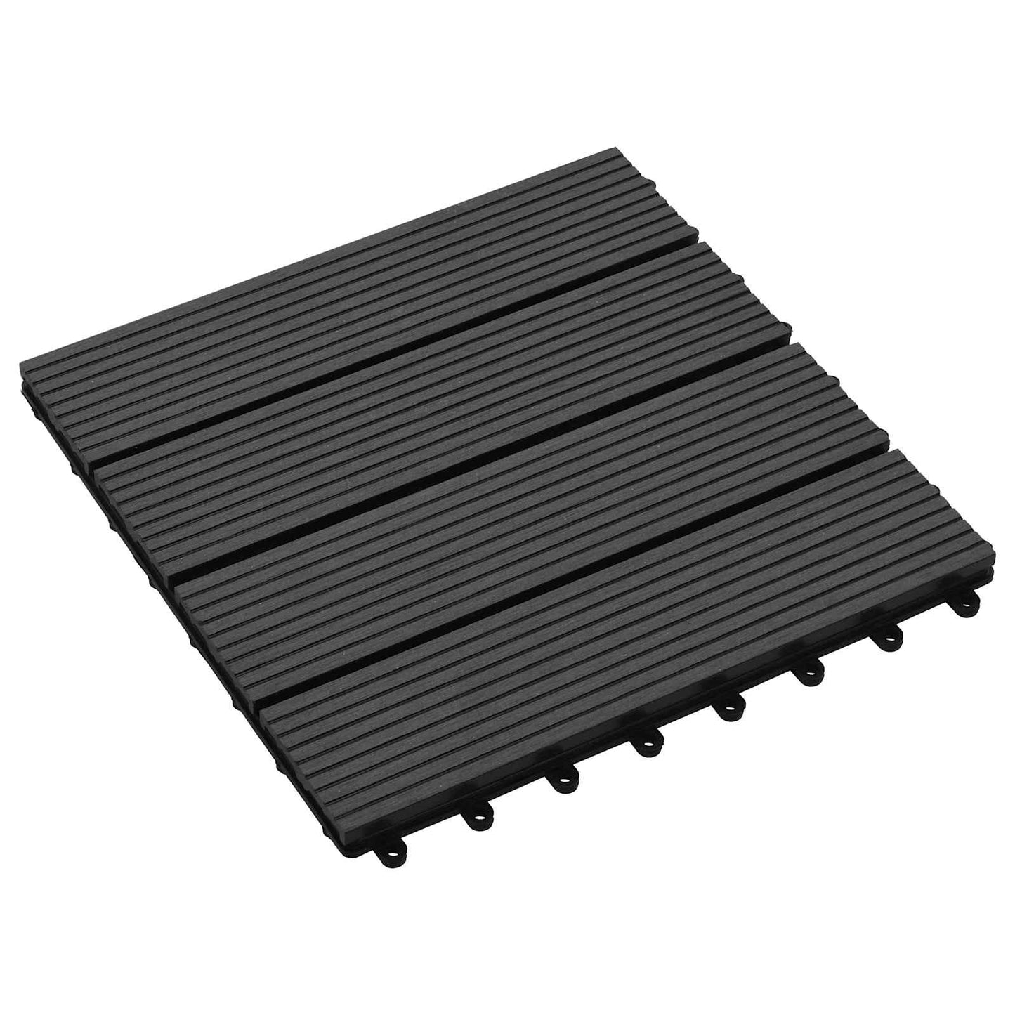 vidaXL Πλάκα Κατασκευής 11 pcs Μαύρο 30 x 30 cm WPC
