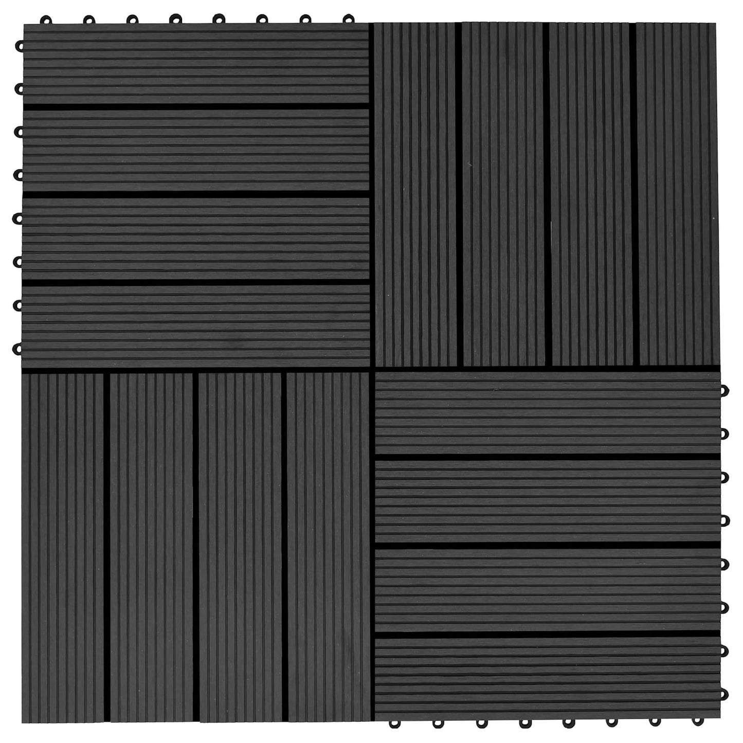 vidaXL Πλάκα Κατασκευής 11 pcs Μαύρο 30 x 30 cm WPC