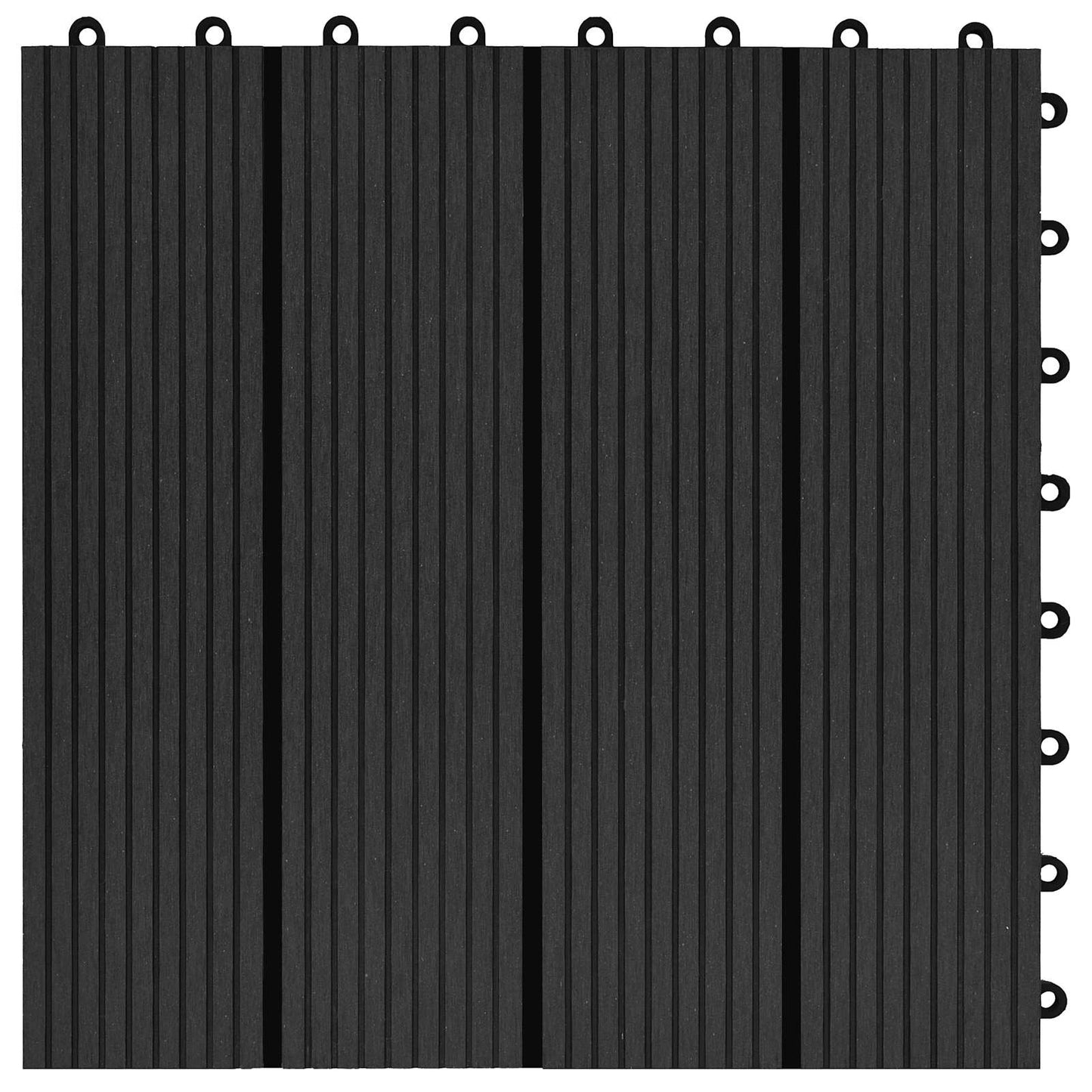 vidaXL Πλάκα Κατασκευής 11 pcs Μαύρο 30 x 30 cm WPC