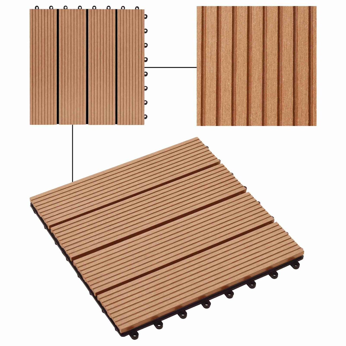 vidaXL Πλάκα Κατασκευής 11 pcs Ξύλο teak 30 x 30 cm WPC