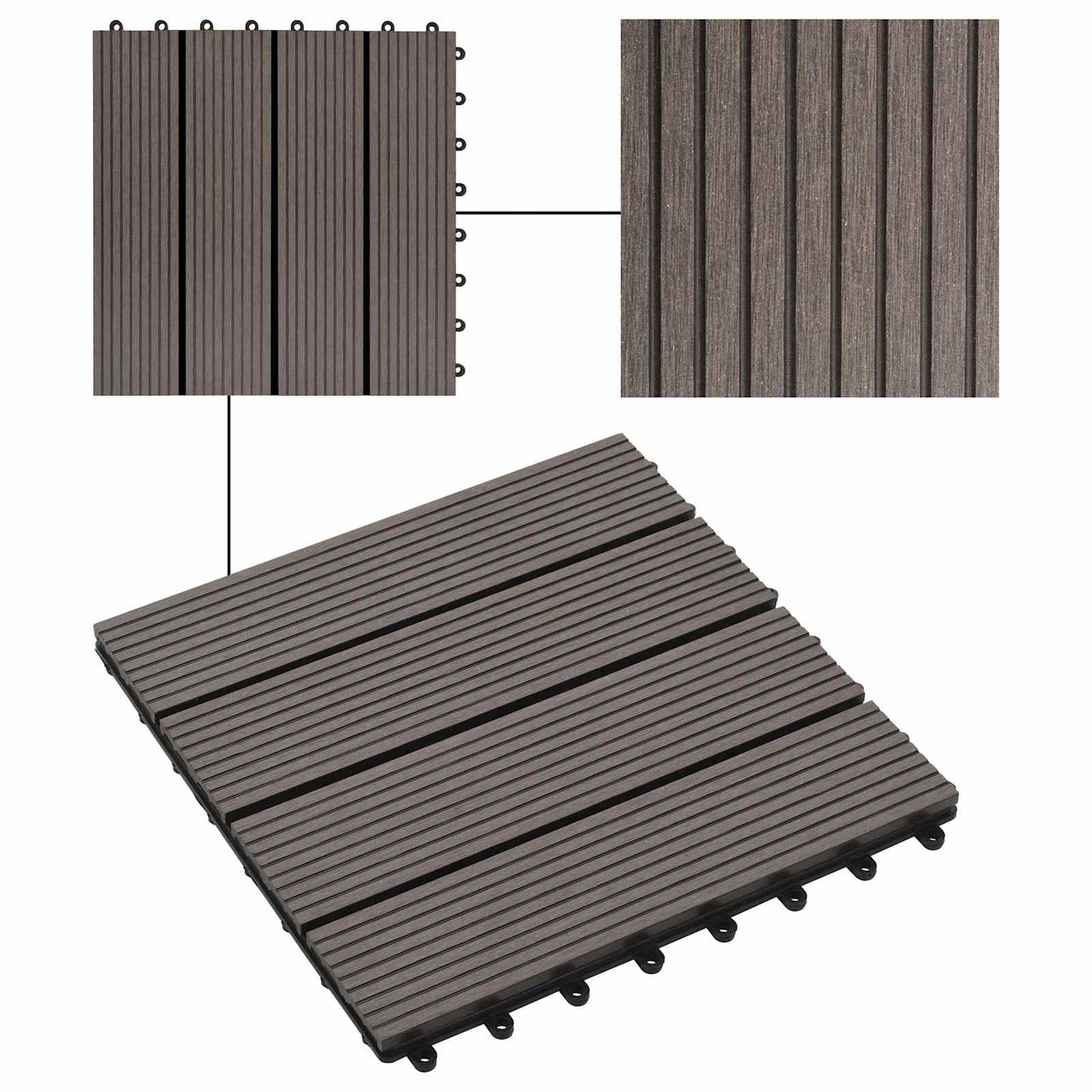 vidaXL Πλάκα Κατασκευής 11 pcs Σκούρο Καφέ 30 x 30 cm WPC