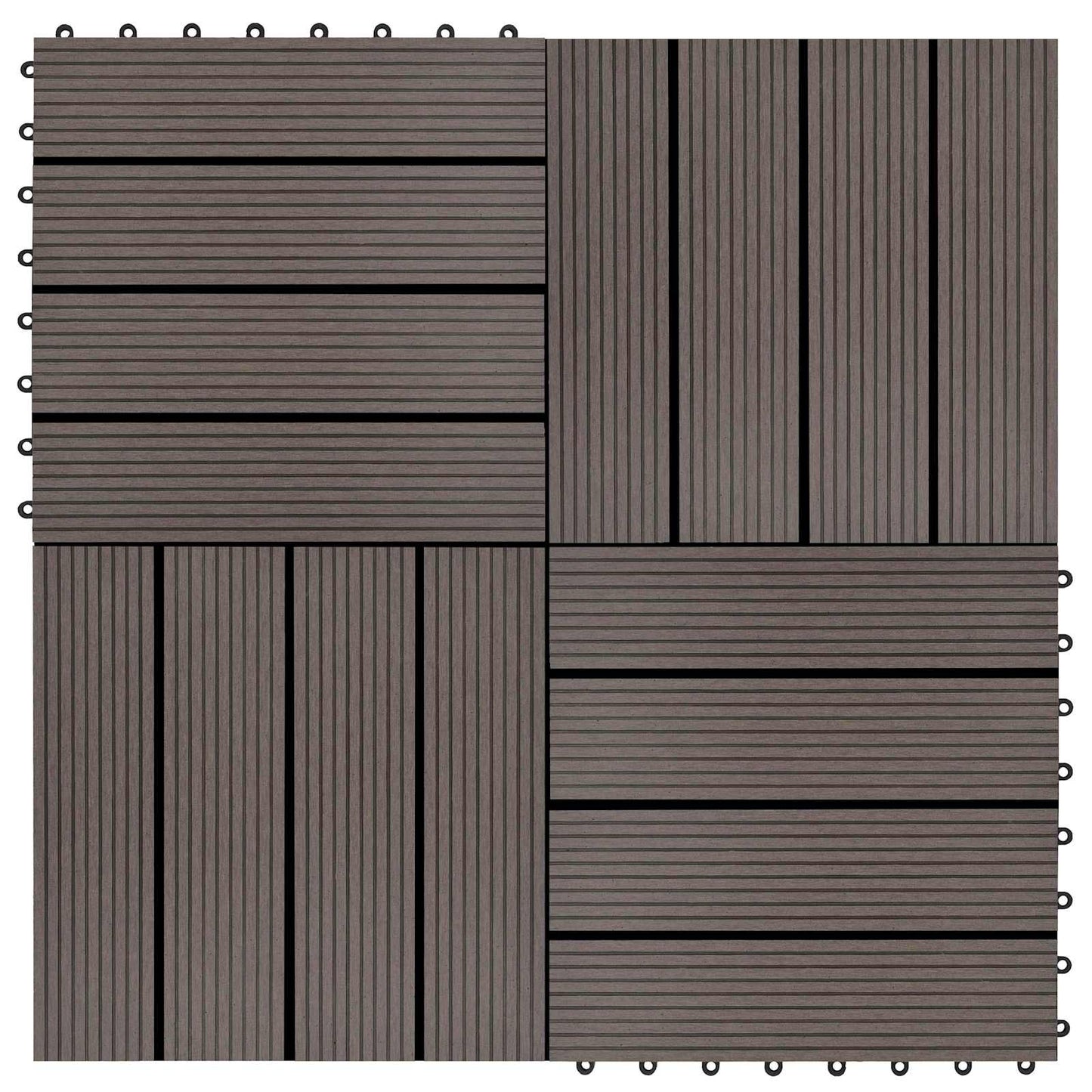vidaXL Πλάκα Κατασκευής 11 pcs Σκούρο Καφέ 30 x 30 cm WPC