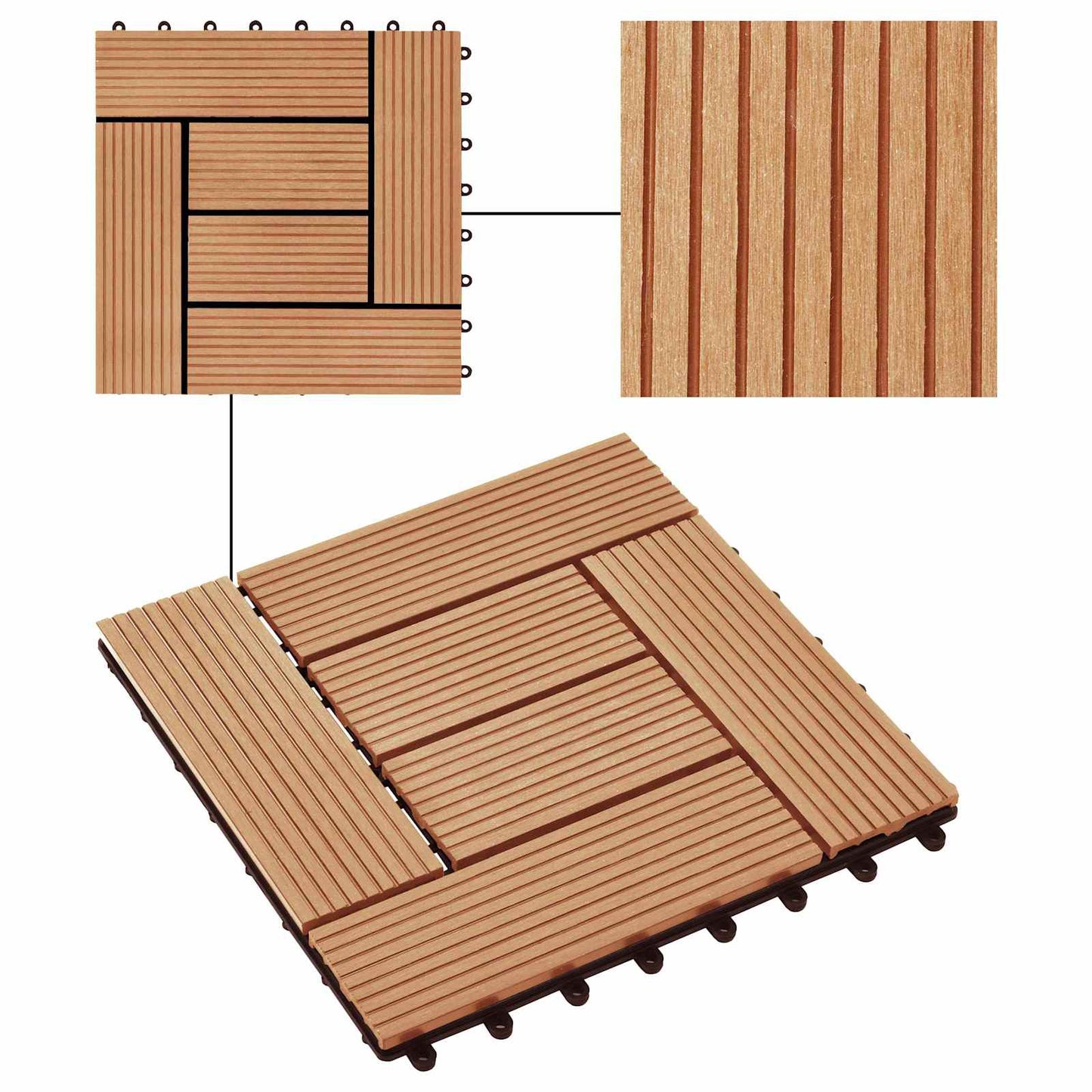 vidaXL Πλάκα Κατασκευής 11 pcs Ξύλο teak 30 x 30 cm WPC