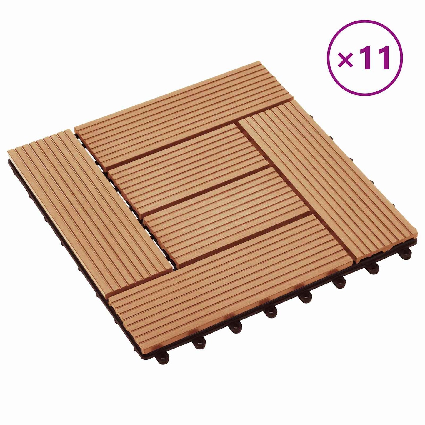 vidaXL Πλάκα Κατασκευής 11 pcs Ξύλο teak 30 x 30 cm WPC