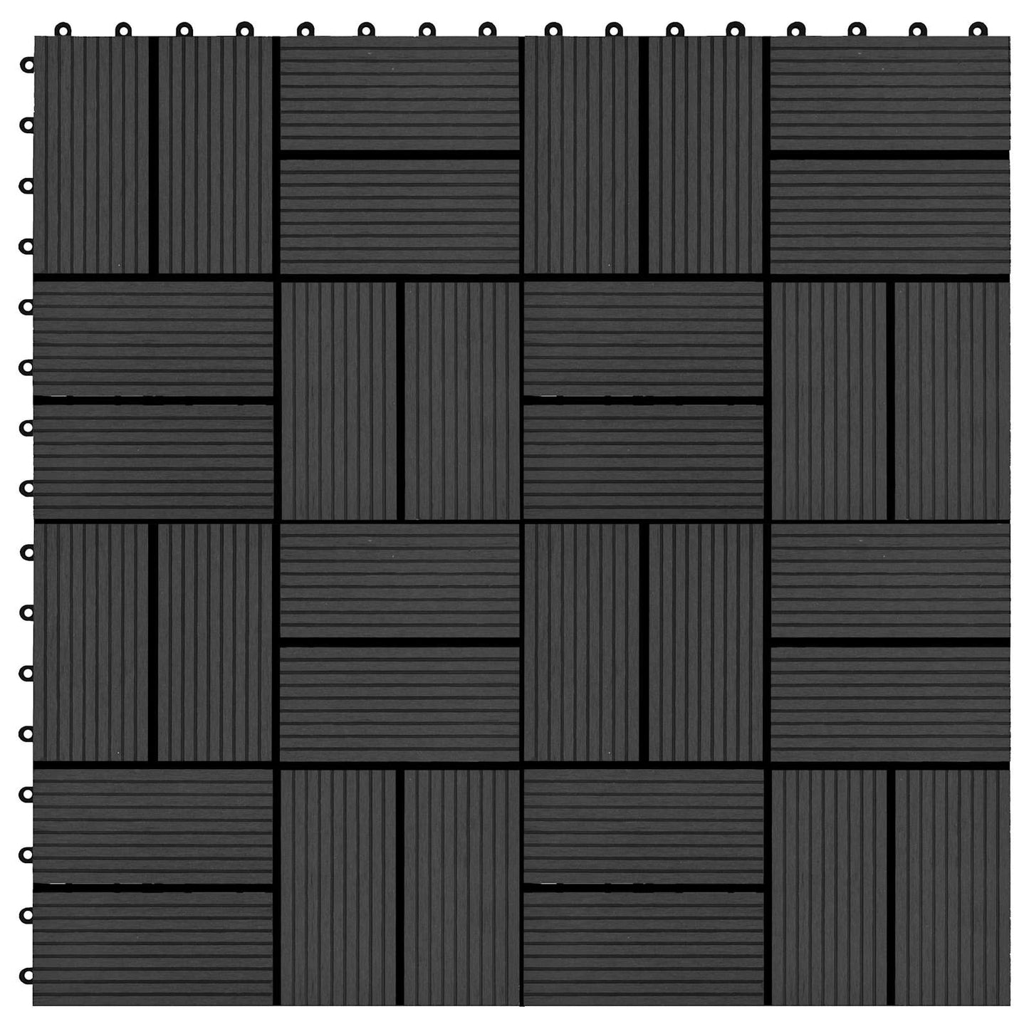vidaXL Πλάκα Κατασκευής 11 pcs Μαύρο 30 x 30 cm WPC