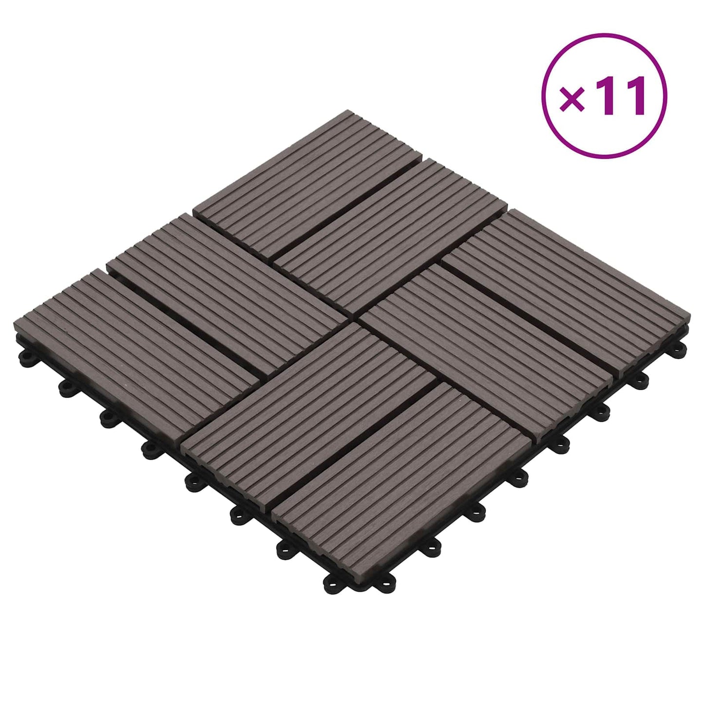vidaXL Πλάκα Κατασκευής 11 pcs Σκούρο Καφέ 30 x 30 cm WPC