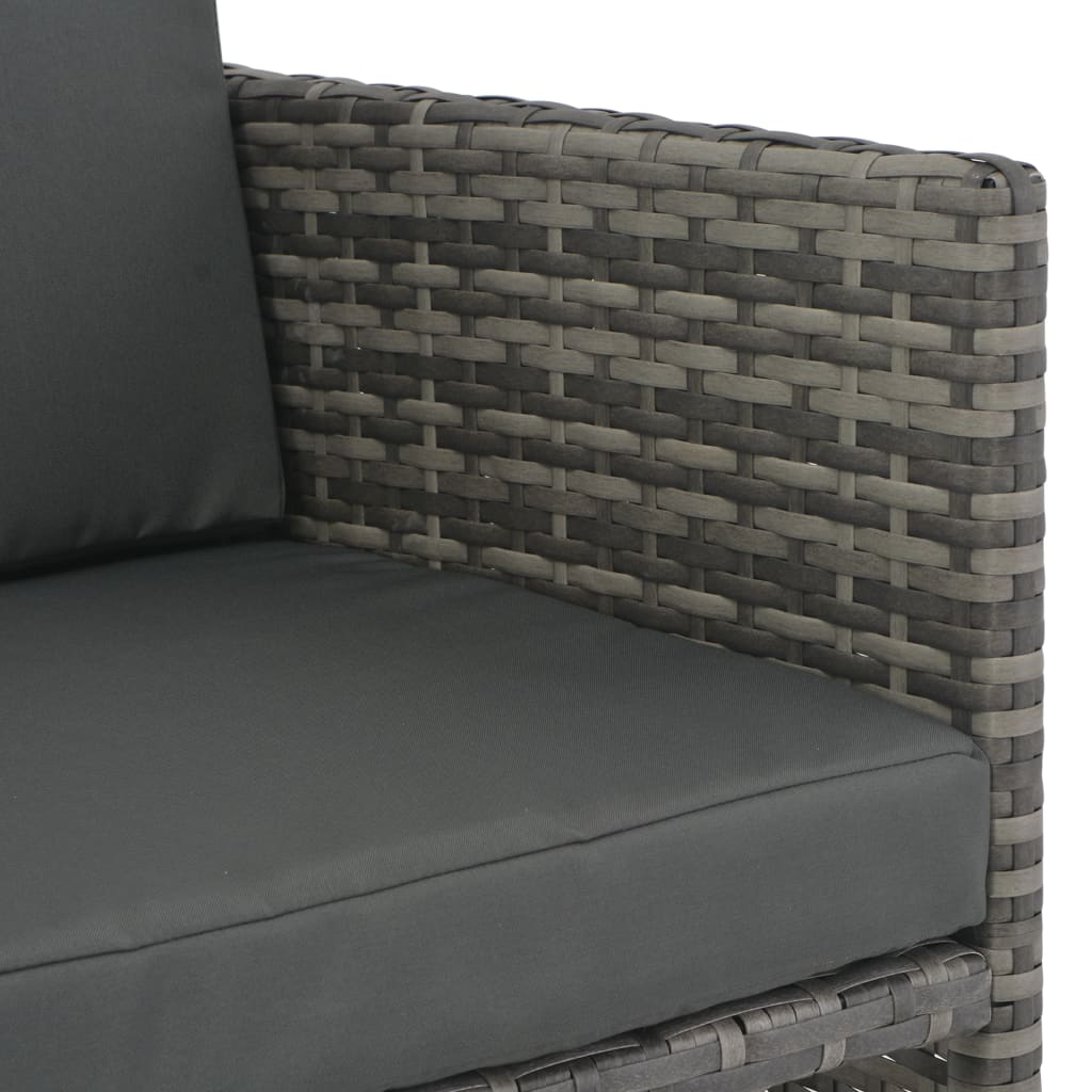 vidaXL Τραπεζαρία Εξωτ. Χώρου Σετ 7 τεμ. Γκρι Συνθ. Ρατάν με Μαξιλάρια