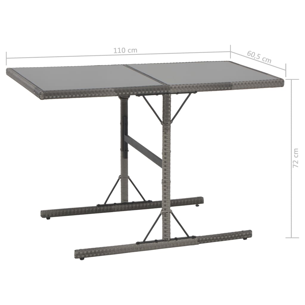 vidaXL Τραπεζαρία Εξωτ. Χώρου Σετ 7 τεμ. Γκρι Συνθ. Ρατάν με Μαξιλάρια