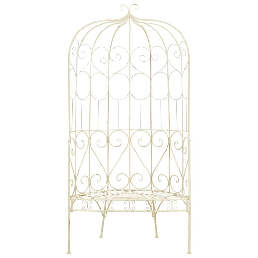 vidaXL Παγκάκι Κήπου Αντικέ Λευκό 95 εκ. Σιδερένιο