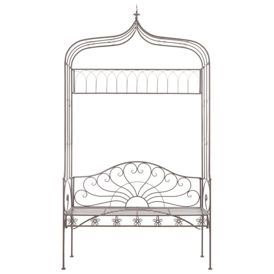 vidaXL Παγκάκι Κήπου Αντικέ Καφέ 122 εκ. Σιδερένιο