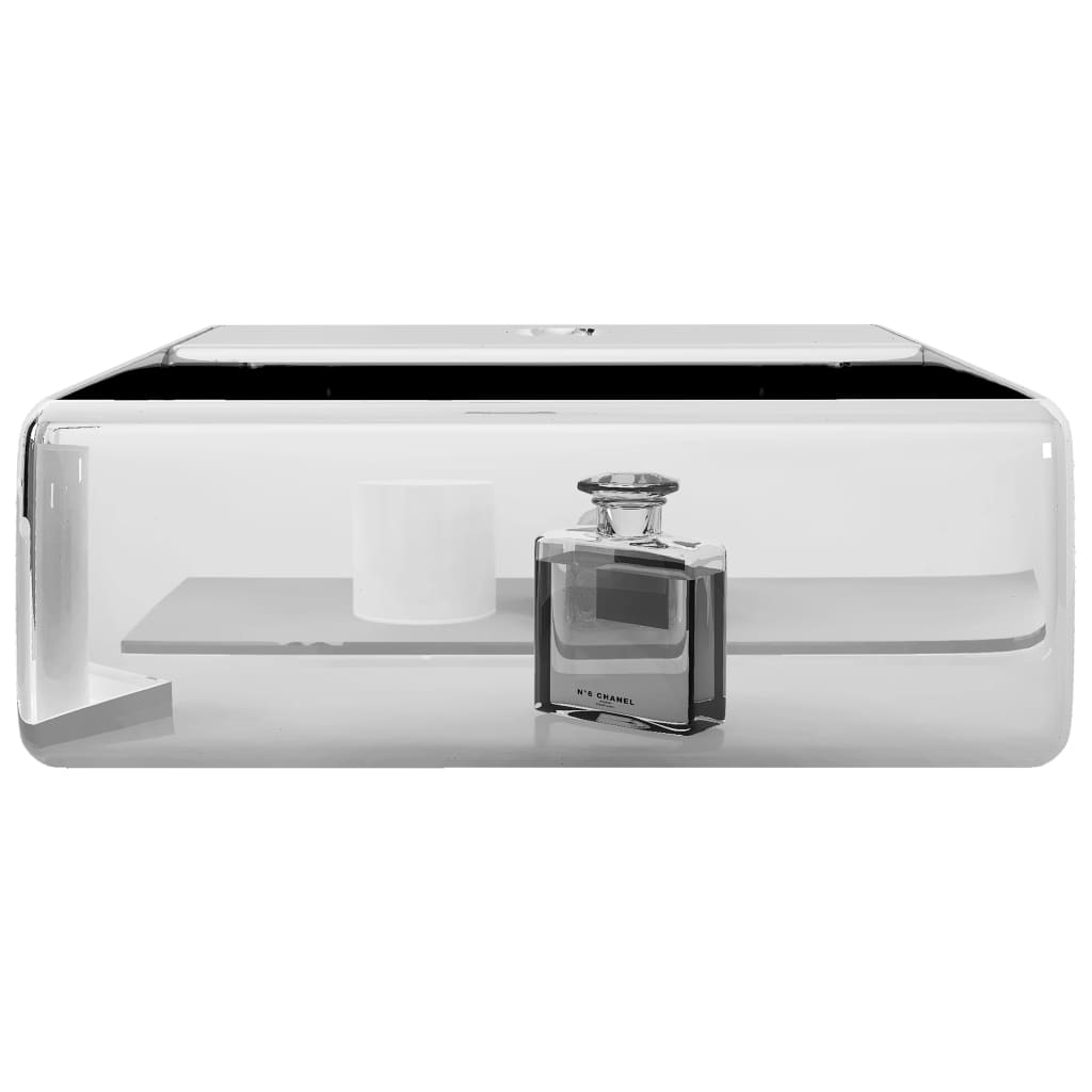 vidaXL Νιπτήρας με Οπή Βρύσης Ασημί 38 x 30 x 11,5 εκ. Κεραμικός